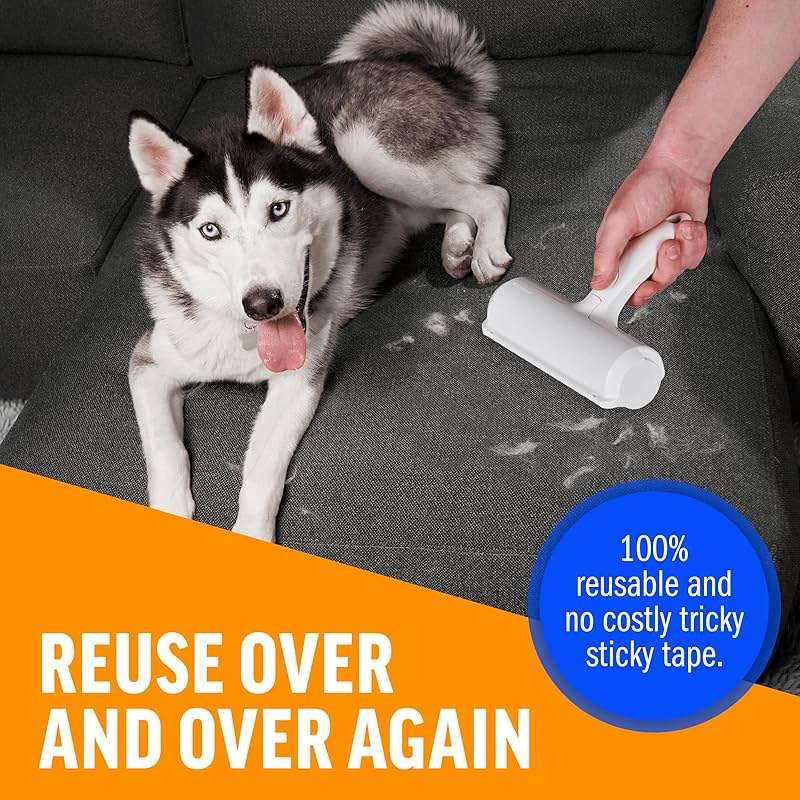 ChomChom Roller Pet Hair Remover – Original Size Reusable Lint Roller for Cat & Dog Hair on Furniture, Couch, Carpet, Car, Rugs & Bedding – Portable, Eco-Friendly (White) - Image 5