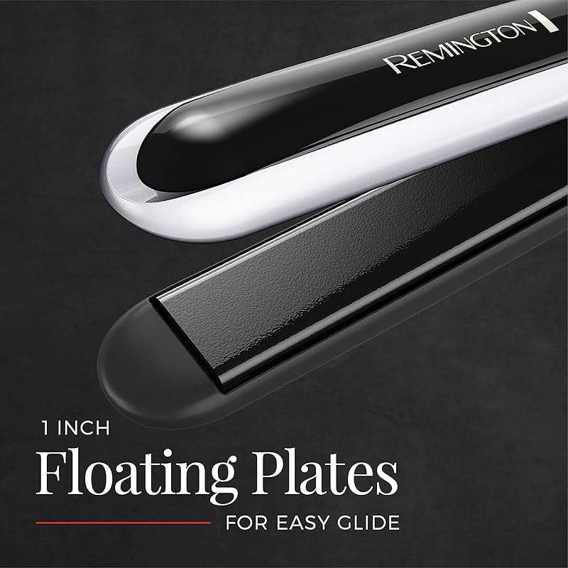 Remington Pearl Pro Ceramic Flat Iron Hair Straightener, 1-inch Floating Plates, Fast 30 Second Heat up, Black & White - Image 4