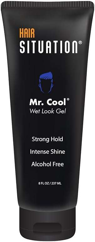 Hair Situation Mr. Cool Wet Look Strong Hold Hair Styling Hair Gel, High Shine, Anti-Humidity Shield, Anti-Frizz Fly Away, Alcohol-Free, No Flake Formula Made with Vitamins to Strengthen Hair, 8 Fl Oz - Image 1