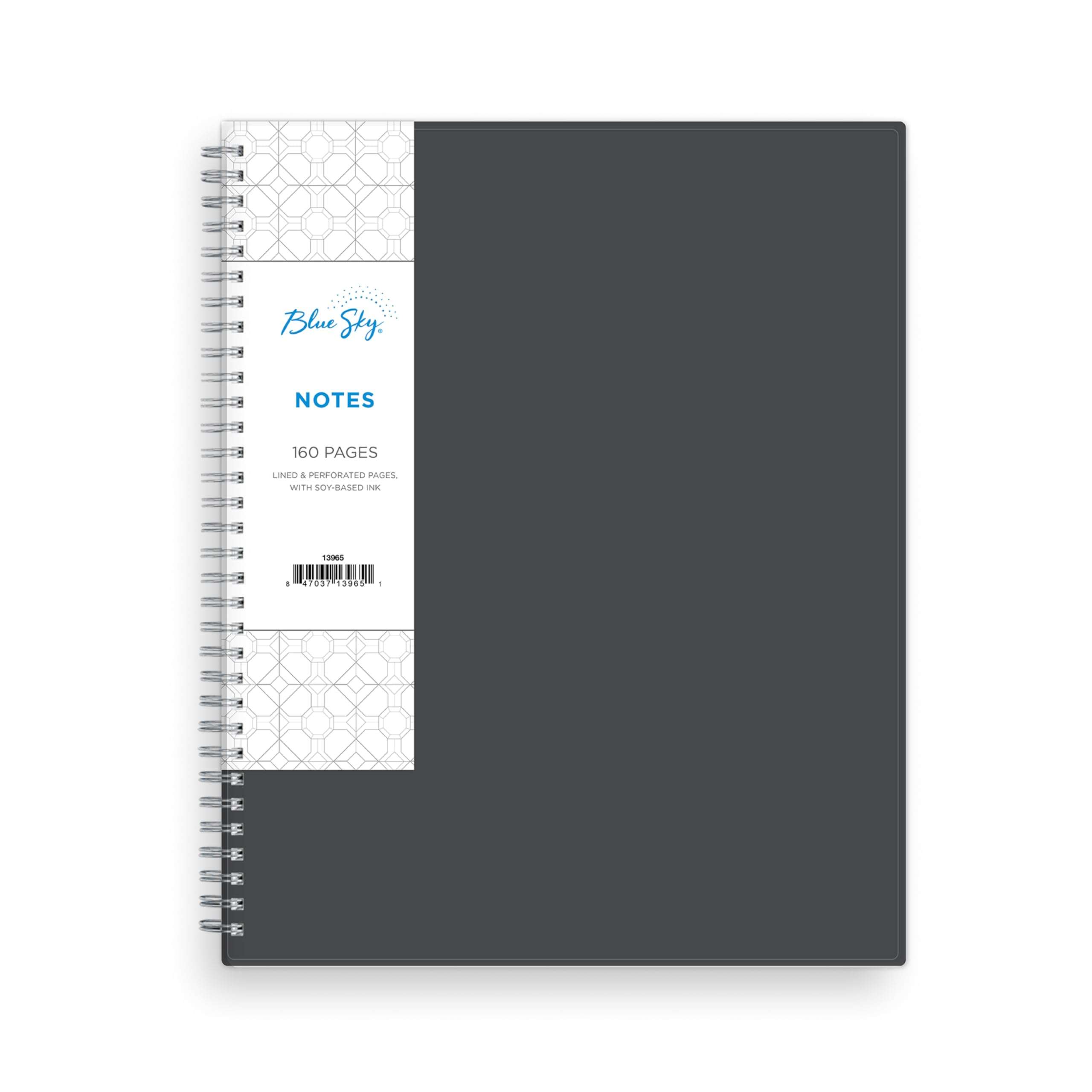 Blue Sky Notes Professional Notebook, Flexible Cover, Twin-Wire Binding, 8.5" x 11", Gray - Image 1