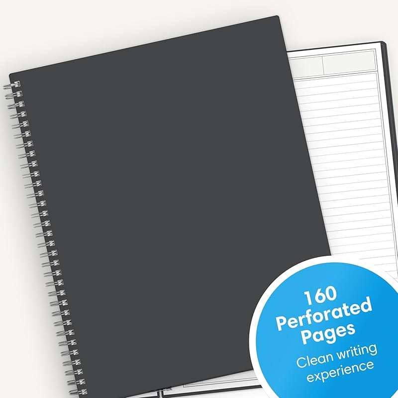 Blue Sky Notes Professional Notebook, Flexible Cover, Twin-Wire Binding, 8.5" x 11", Gray - Image 3