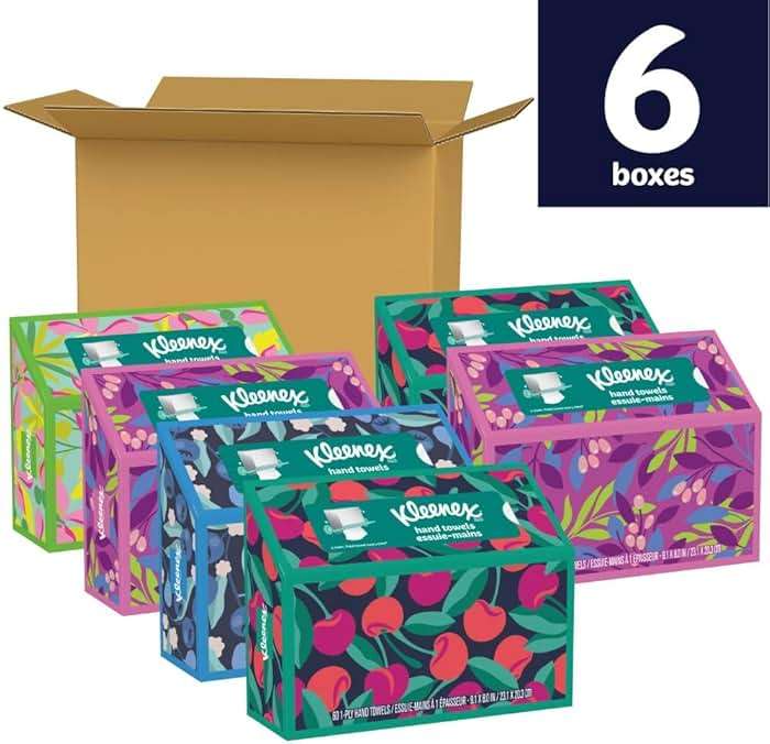 Kleenex Disposable Paper Hand Towels, 6 Boxes, 60 Tissues per Box (360 Total Tissues), Packaging May Vary - Image 3