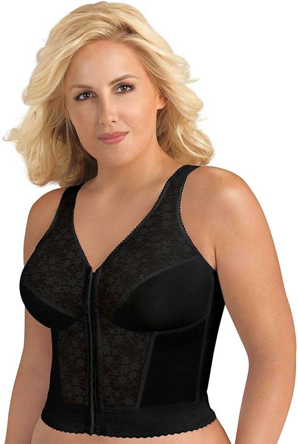 Exquisite Form 5107565 Fully Slimming Wireless Back & Posture Support Longline Bra with Front Closure & Lace - Image 1
