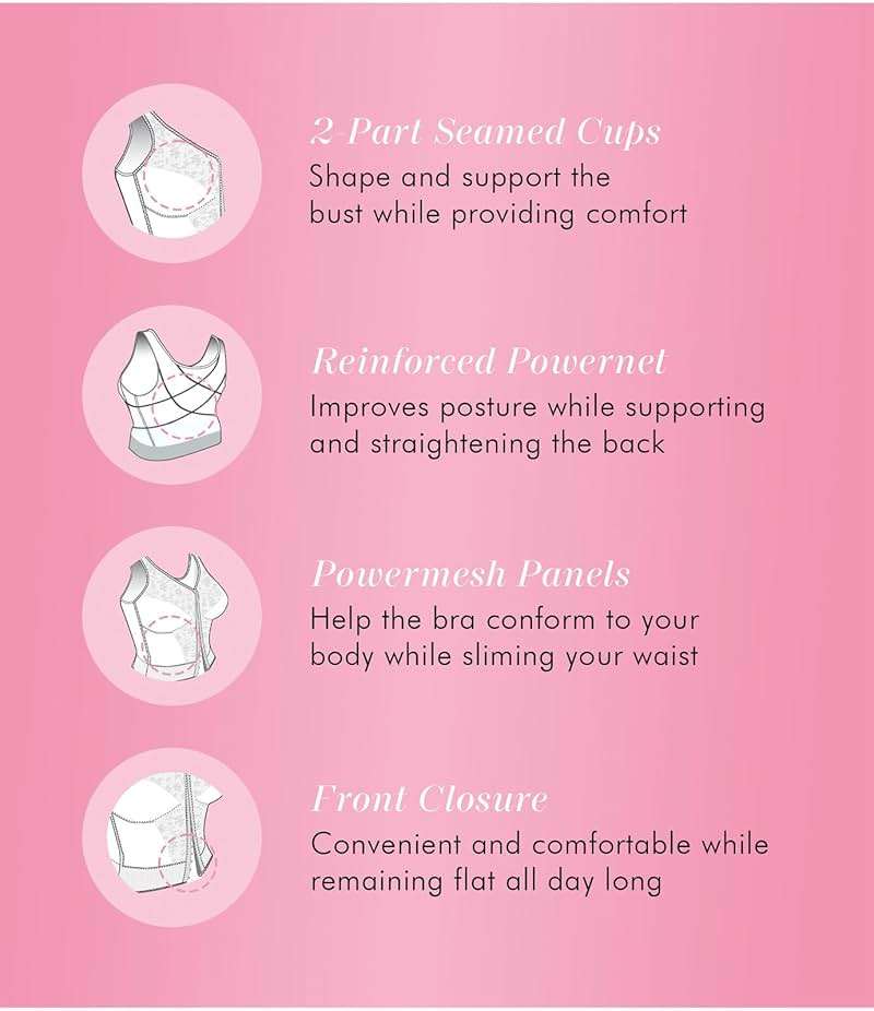 Exquisite Form 5107565 Fully Slimming Wireless Back & Posture Support Longline Bra with Front Closure & Lace - Image 6
