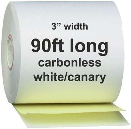 3 x 90' 2-Ply White/Canary Carbonless Kitchen Paper 50 Rolls - Image 1