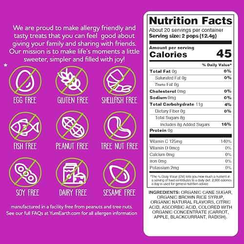 YumEarth Organic Vitamin C Pops Variety Pack, 40 Fruit Flavored Favorites Lollipops, Allergy Friendly, Gluten Free, Non-GMO, Vegan, No Artificial Dyes - Image 2