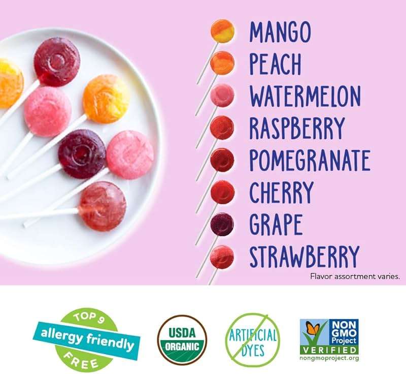 YumEarth Organic Vitamin C Pops Variety Pack, 40 Fruit Flavored Favorites Lollipops, Allergy Friendly, Gluten Free, Non-GMO, Vegan, No Artificial Dyes - Image 4