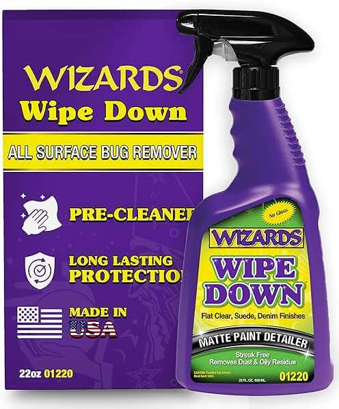 Wizards - Wipe Down Quick Detailer Spray - Matte Finish Cleaning Solution - Effortless On-The-Go Detailing for Flat, Suede, and Denim Surfaces - Professional Auto and Motorcycle Care Essential - 22 Oz - Image 1