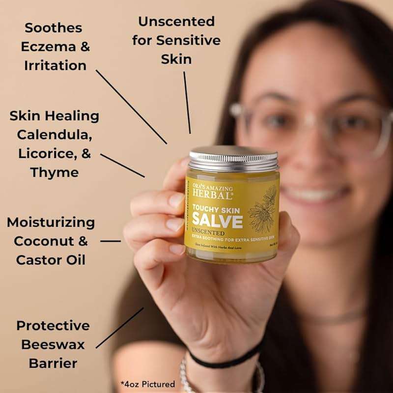 Ora's Amazing Herbal Touchy Skin Salve, Eczema Cream for Kids and Adults, Natural Sensitive Skin Treatment, Itch Cream, Calendula Ointment, Dry Skin Balm, Fragrance Free, 1 oz Travel Size - Image 2