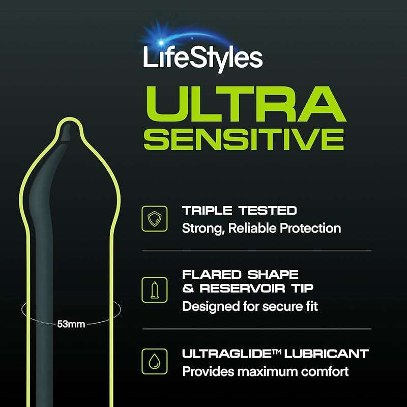 LifeStyles Ultra Sensitive Premium Lubricated Natural Latex Condoms Value Pack - 100 Count, 1 Pack - Triple Tested for Best Protection, Made with UltraGlide Silicone Lube - Image 4