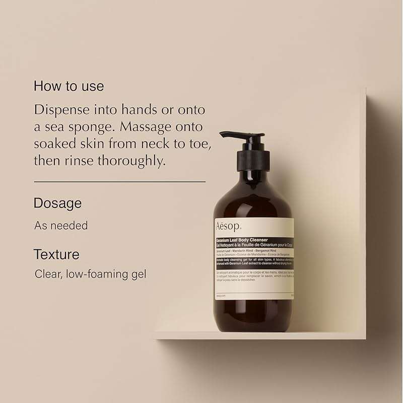 Aesop Geranium Leaf Body Cleanser | Gentle Shower Gel with Geranium, Mandarin and Bergamot Essential Oil Blend to Refresh & Balance Skin | 500 mL / 16.9 oz - Image 2