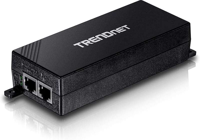 TRENDnet Gigabit Power Over Ethernet Plus Injector, PoE+ (30W) Power Network Distances Up to 100M (328 ft.), Metal Housing, Black, TPE-115GI (Pack of 1) - Image 1