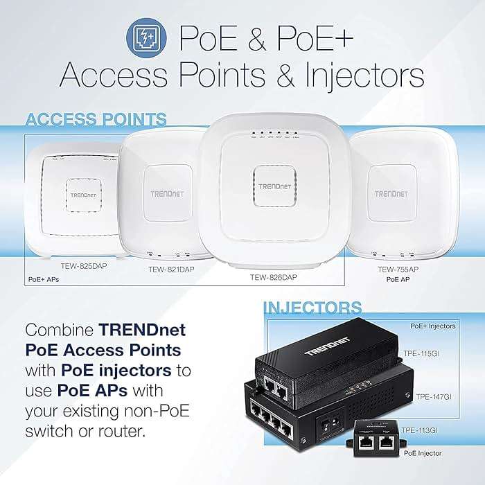 TRENDnet Gigabit Power Over Ethernet Plus Injector, PoE+ (30W) Power Network Distances Up to 100M (328 ft.), Metal Housing, Black, TPE-115GI (Pack of 1) - Image 2
