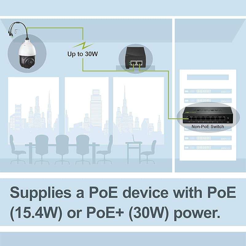 TRENDnet Gigabit Power Over Ethernet Plus Injector, PoE+ (30W) Power Network Distances Up to 100M (328 ft.), Metal Housing, Black, TPE-115GI (Pack of 1) - Image 5