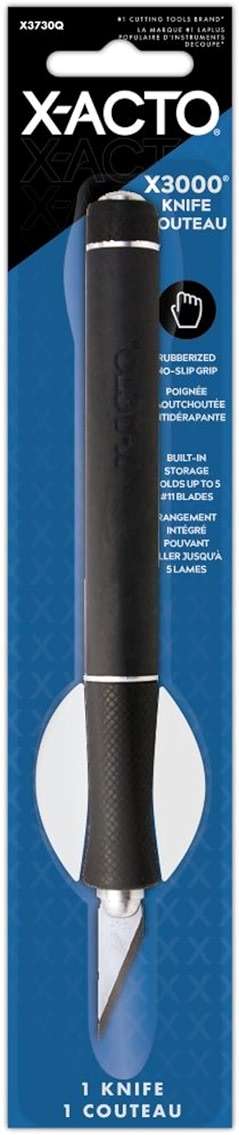 X-ACTO Rubber-Barrel Hobby Knife, X3000 Knife, Includes Three #11 Blades - Textured Grip, Makes Precise Cuts - Image 1