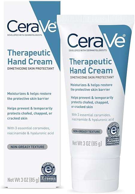CeraVe Therapeutic Hand Cream for Dry Cracked Hands With Hyaluronic Acid and Niacinamide, Fragrance Free 3 Ounce - Image 1