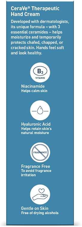 CeraVe Therapeutic Hand Cream for Dry Cracked Hands With Hyaluronic Acid and Niacinamide, Fragrance Free 3 Ounce - Image 11