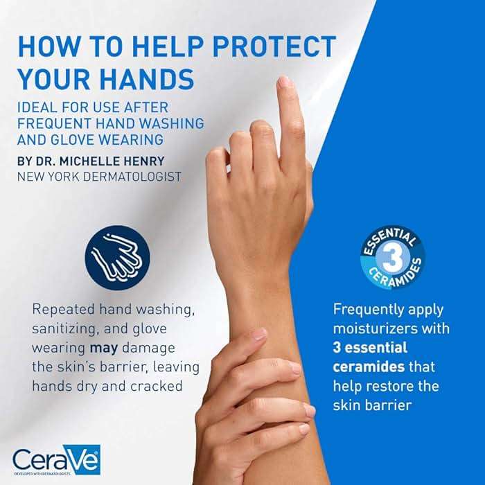 CeraVe Therapeutic Hand Cream for Dry Cracked Hands With Hyaluronic Acid and Niacinamide, Fragrance Free 3 Ounce - Image 3