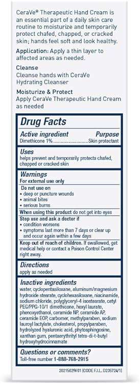 CeraVe Therapeutic Hand Cream for Dry Cracked Hands With Hyaluronic Acid and Niacinamide, Fragrance Free 3 Ounce - Image 9