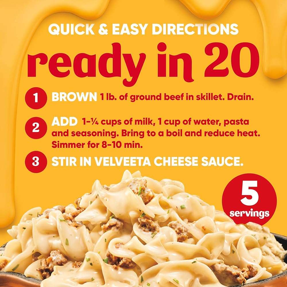 Velveeta Skillets Creamy Beef Stroganoff One Pan Dinner Kit, 11.6 oz Box - Image 6