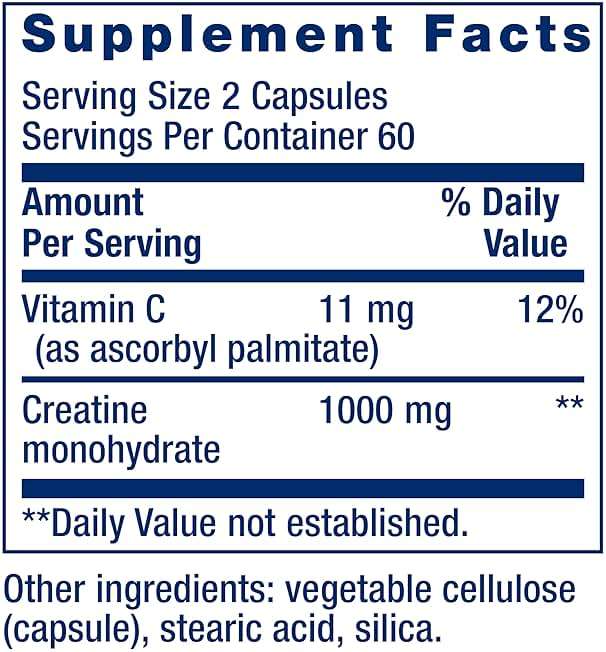 Life Extension Creatine Capsules – Creatine Monohydrate – Promotes Strength, Lean Muscle, Healthy Endurance – Non-GMO, Gluten-Free – 120 Capsules - Image 3