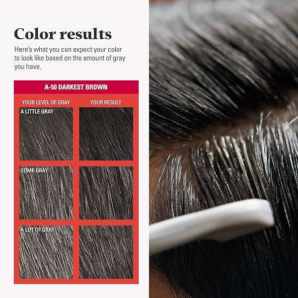 Just For Men Easy Comb-In Color (Formerly Autostop), Gray Hair Coloring for Men with Comb Applicator Included, Easy No Mix Application - Darkest Brown, A-50 (Packaging May Vary) - Image 6