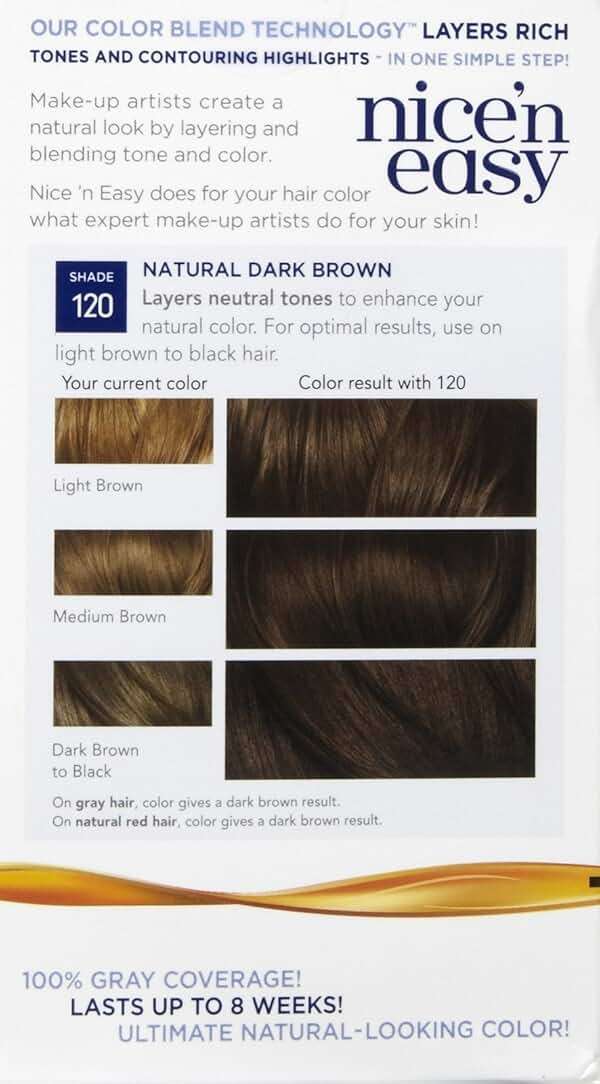 Clairol Nice 'n Easy Hair Color, Natural Dark Brown (120) - Image 2