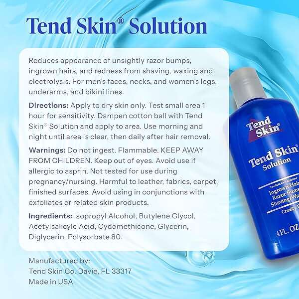 Tend Skin Solution for Unsightly Razor Bumps, Ingrown Hair and Razor Burns, Post Shaving and Waxing Toner for Men and Women, Made in USA, 4 Oz - Image 8