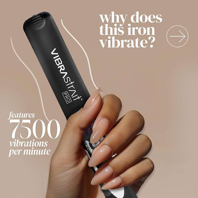 Vibrastrait Pro Vibrating Ceramic Tourmaline Ionic Flat Iron, 1-inch - Fast, Frizz-Free Ceramic Hair Straightener with Easy, Gentle Glide for Waves, Curls, Smooth Hair - Professional Styling Tools - Image 2