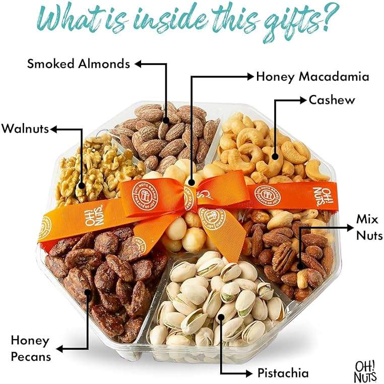 Father's Day Oh! Nuts 7 Variety Nuts Gift Basket - Healthy Assorted Nuts Gift Basket - Holiday Gourmet Gift Box - Gift Box Ideas for Birthday, Corporate, Men and Women - Premium - Image 3
