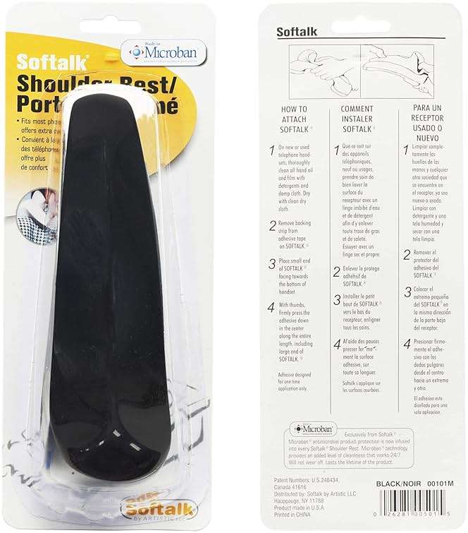 Softalk Antibacterial Black Phone Shoulder Rest | Landline Telephone Accessory (00101M) - Image 9