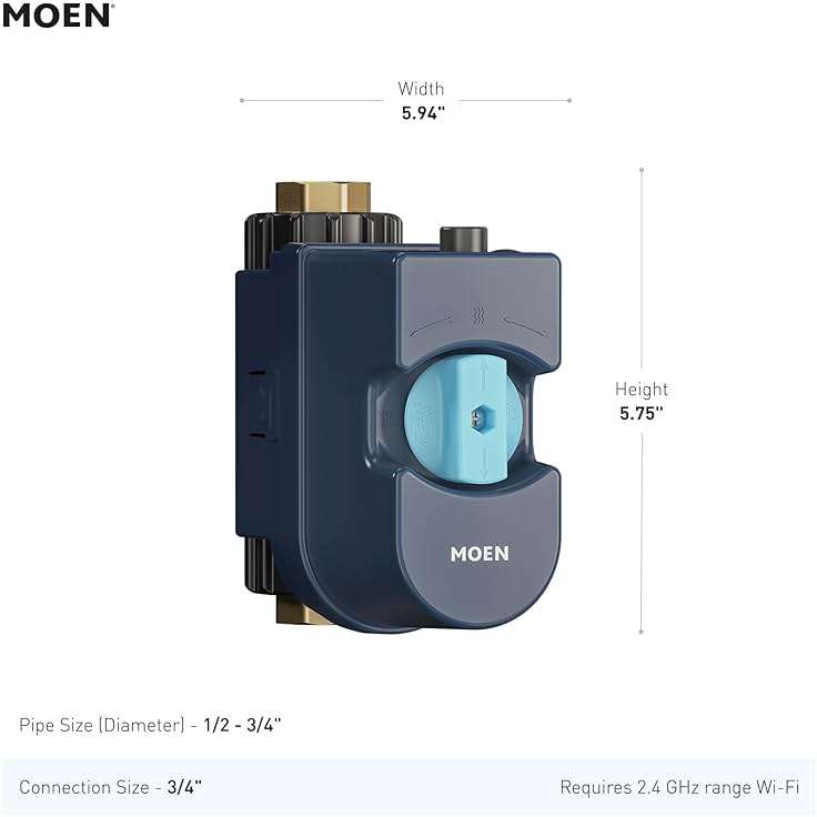 Moen Flo 3/4-inch Smart Water Shut Off Valve, Smart Home Water Monitor Leak Detector, Wifi Connected, App Enabled Flow Meter and Shutoff, 900-001 - Image 3