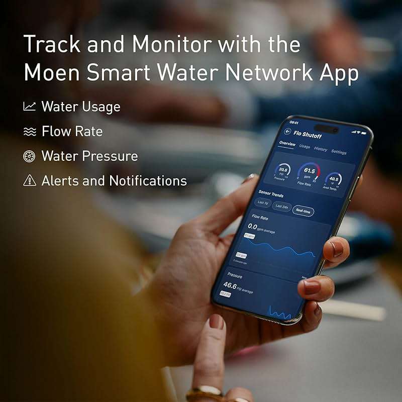 Moen Flo 3/4-inch Smart Water Shut Off Valve, Smart Home Water Monitor Leak Detector, Wifi Connected, App Enabled Flow Meter and Shutoff, 900-001 - Image 6