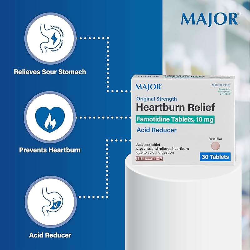 MAJOR Original Strength Heartburn Relief - Famotidine Tablets, 10 mg - Acid Reducer - 30 Tablets - Image 3