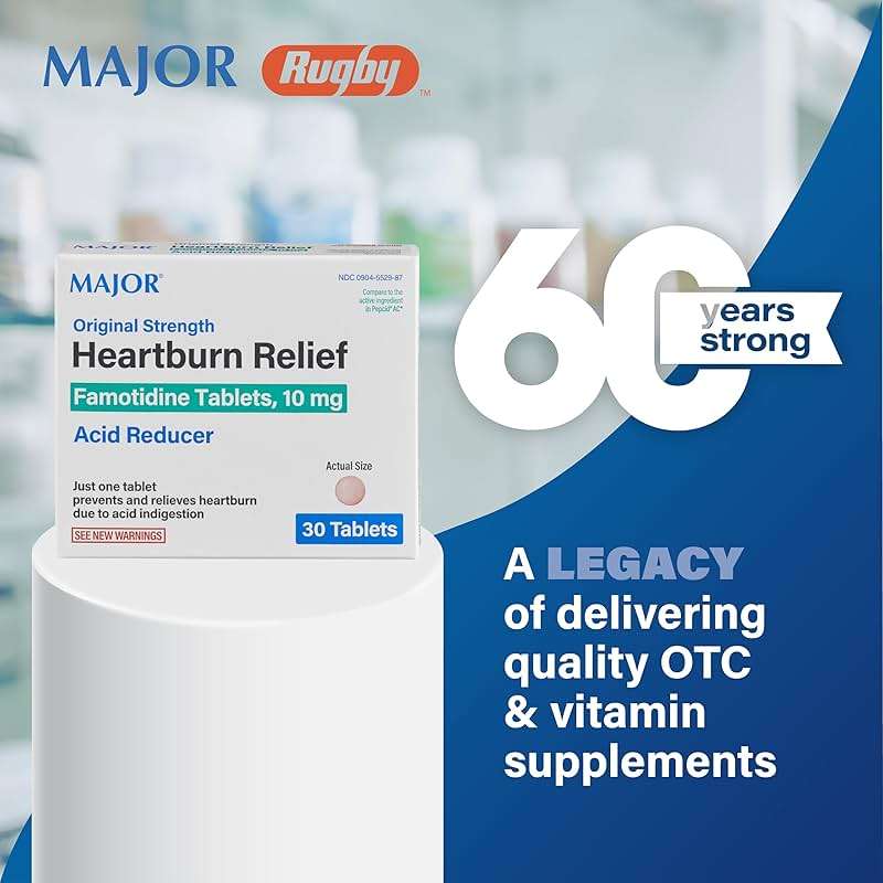 MAJOR Original Strength Heartburn Relief - Famotidine Tablets, 10 mg - Acid Reducer - 30 Tablets - Image 6