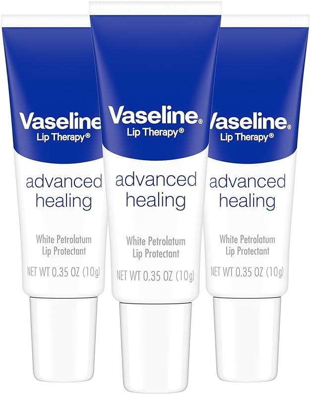 Vaseline Lip Therapy Advanced Healing 3-Pack – White Petroleum Moisturizing Lip Balm for Extremely Dry Lips, 0.35 Oz Ea - Image 1