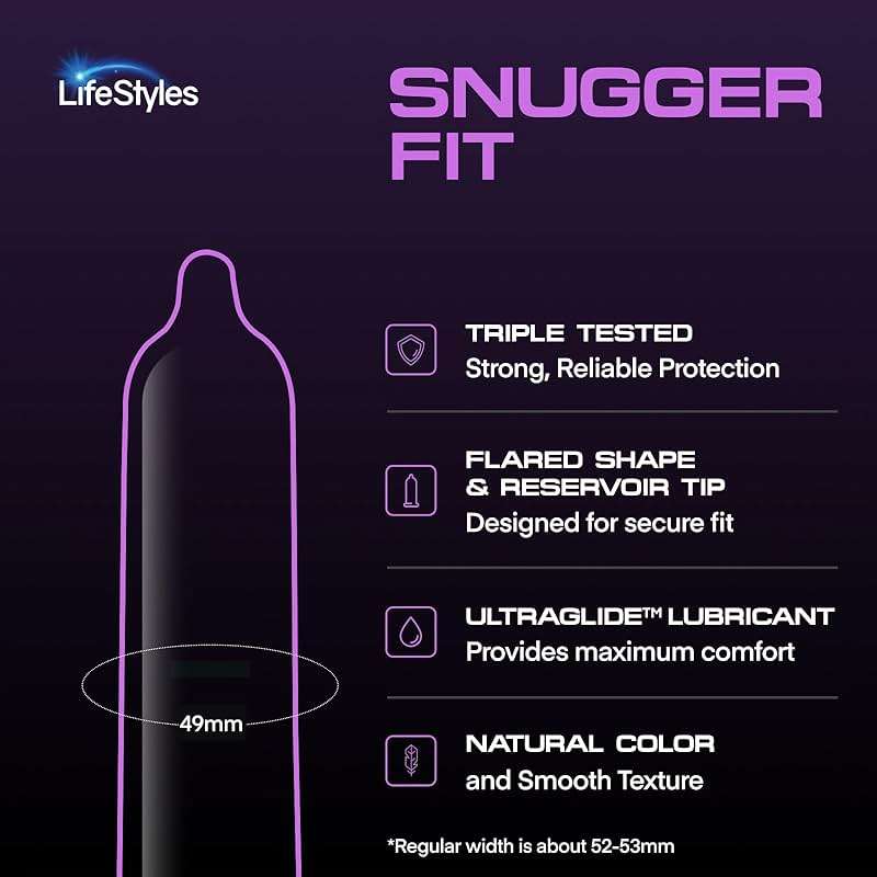 Lifestyles Snugger Fit Natural Rubber and Lubricated Latex Condoms Value Pack, 25 Count, 1 Pack, Triple Tested for Best Protection, Made with UltraGlide Silicone Lube - Image 5