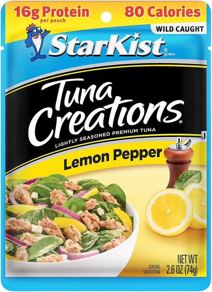 StarKist Tuna Creations Lemon Pepper Pouch (2.6 oz - 1 Pack) Wild Caught, 16g Protein Per Serving, Shelf Stable Seafood, Gluten Free, Soy Free, No Draining, Ready to Eat for Salads and Sandwiches - Image 1