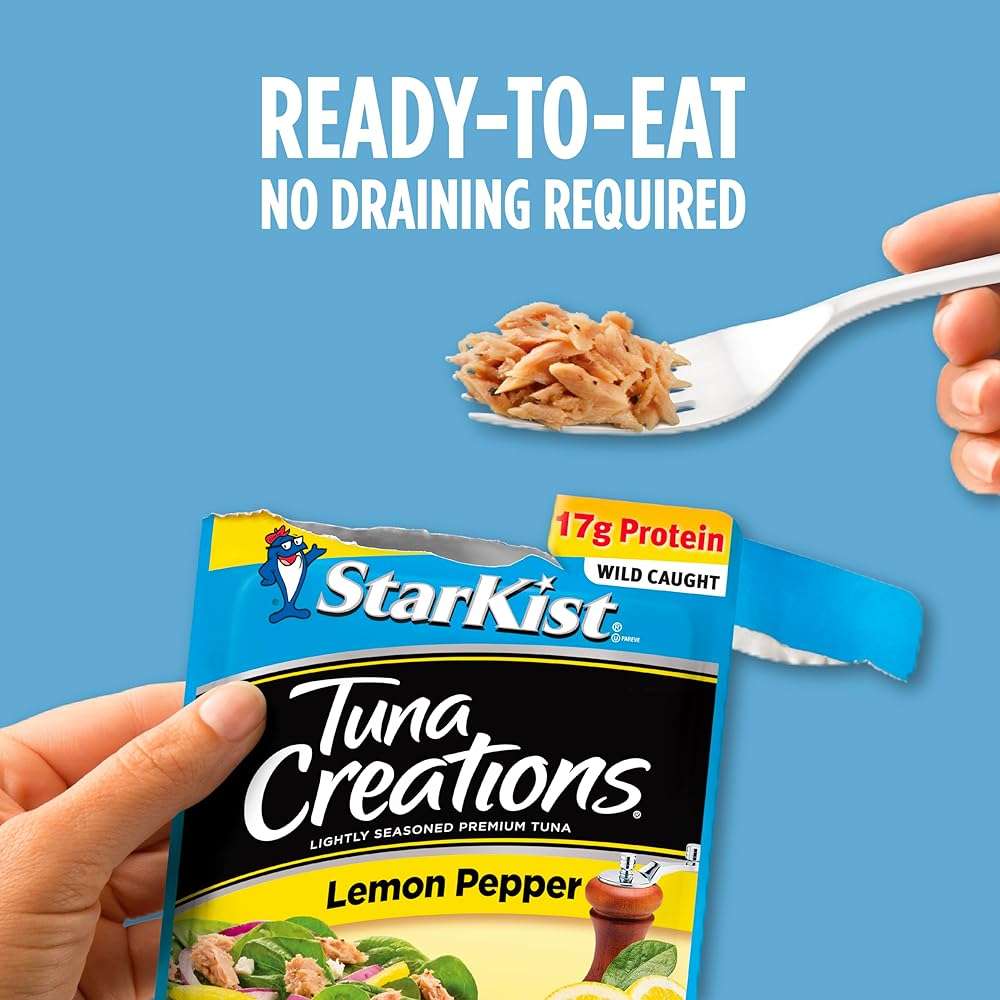 StarKist Tuna Creations Lemon Pepper Pouch (2.6 oz - 1 Pack) Wild Caught, 16g Protein Per Serving, Shelf Stable Seafood, Gluten Free, Soy Free, No Draining, Ready to Eat for Salads and Sandwiches - Image 4