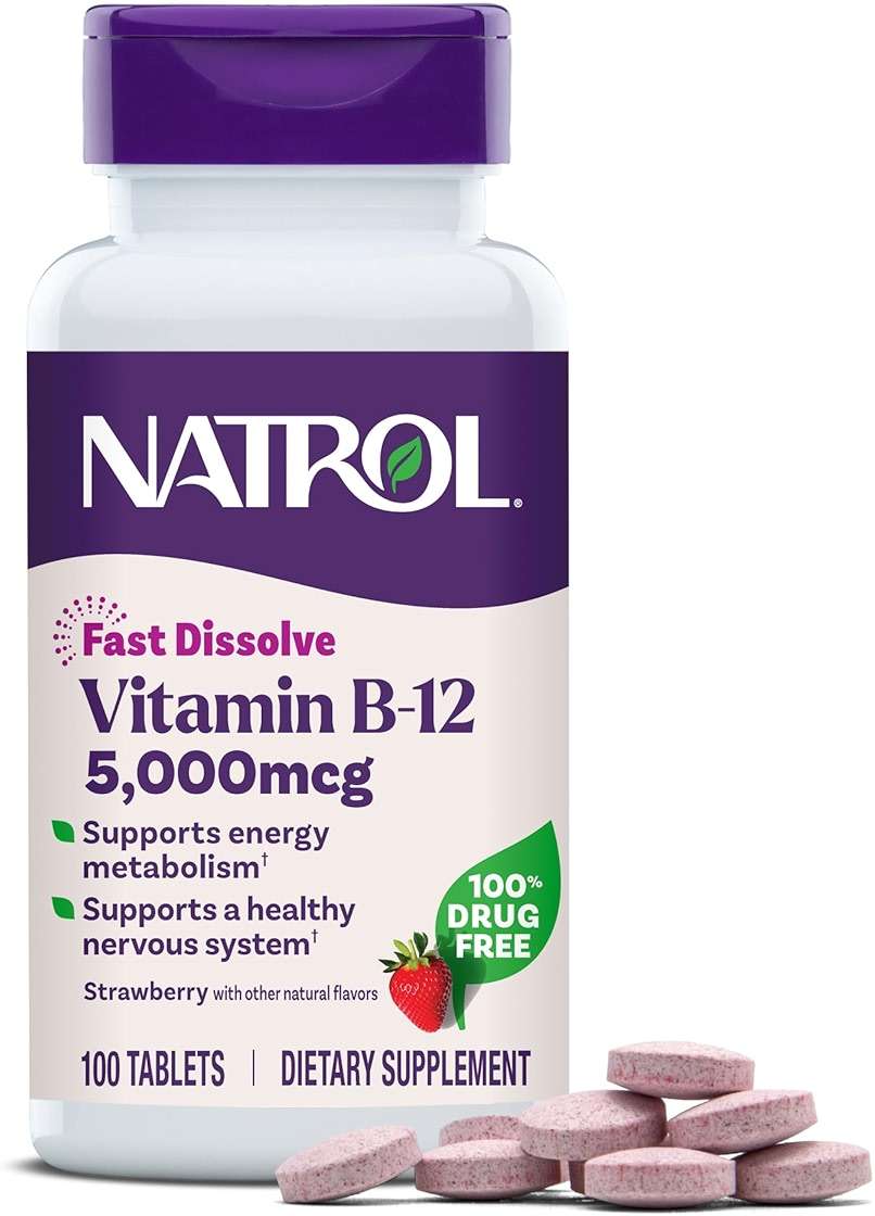 Natrol Vitamin B12 5000 mcg Fast Dissolve B12 Supplement, 100 Tablets - Image 1