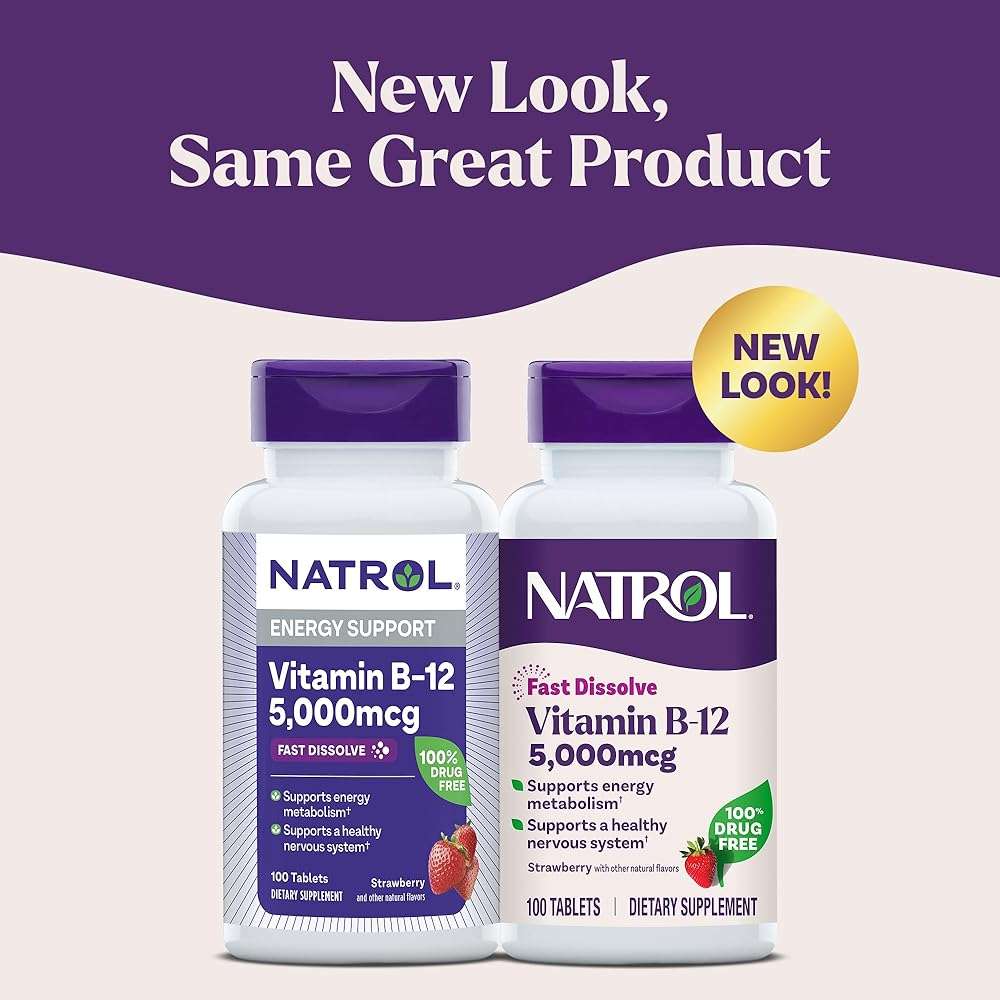 Natrol Vitamin B12 5000 mcg Fast Dissolve B12 Supplement, 100 Tablets - Image 2