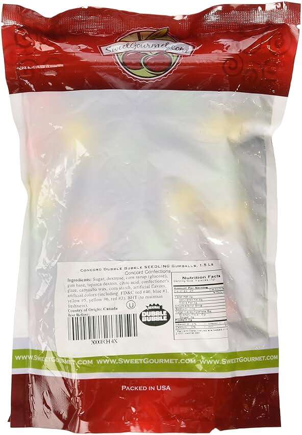SweetGourmet Assorted Fruit Shaped Gum Filled with Candy, 1.5-Pound Bulk Bag, Seedling Gumballs - Image 2