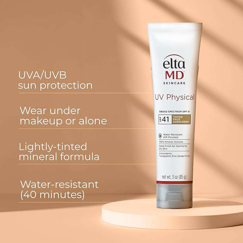EltaMD UV Physical Tinted Sunscreen SPF for Face, 100% Mineral Active Sunscreen, Transparent Zinc Oxide Finish - Image 3