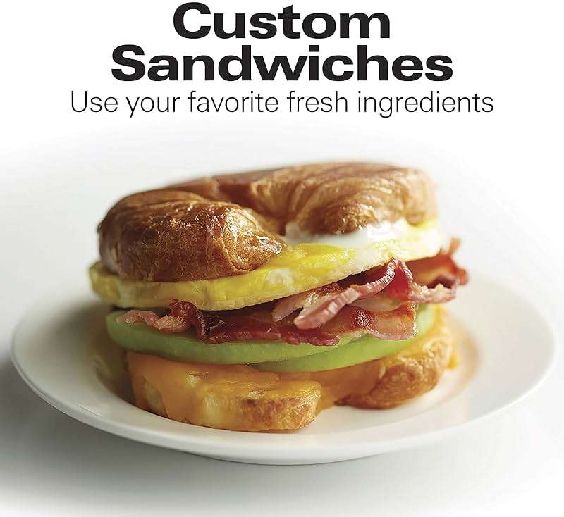 Hamilton Beach Breakfast Sandwich Maker with Egg Cooker Ring, Customize Ingredients, Perfect for English Muffins, Croissants, Mini Waffles, Perfect White Elephant Gifts, Black (25477) - Image 4