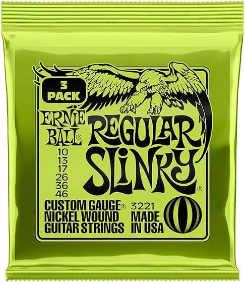 Ernie Ball Regular Slinky Nickel Wound Electric Guitar Strings 3-pack, 10-46 Gauge (P03221) - Image 1