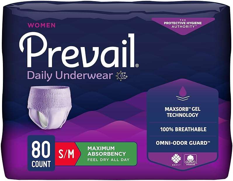Prevail Daily Underwear Disposable Underwear Female Pull On with Tear Away Seams Medium, PWC-512/1, Maximum, 80 Ct - Image 1