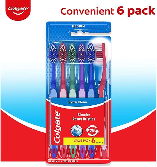 Colgate Extra Clean Toothbrush, Medium Toothbrush for Adults, 6 Pack - Image 3