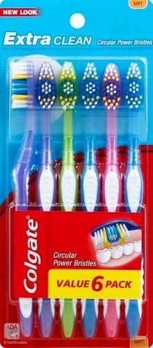 Colgate Extra Clean Toothbrush, Soft Toothbrush for Adults, 6 Count (Pack of 1) - Image 2