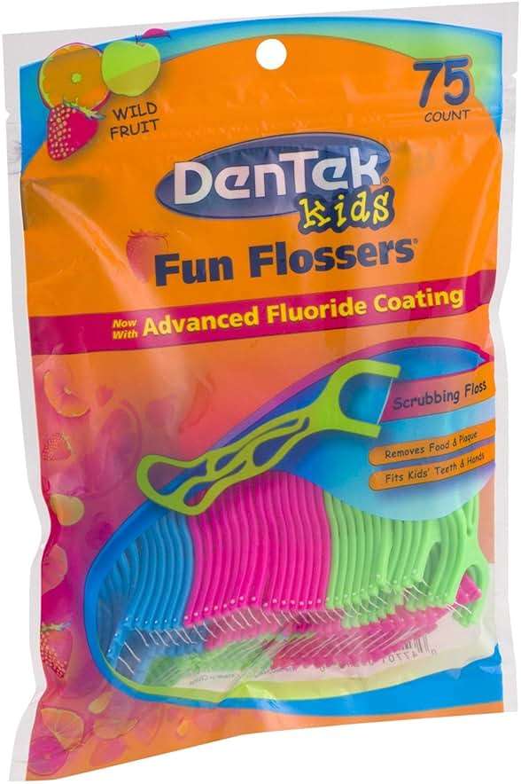 DenTek Fun Flossers – Kids Floss Picks with Wild Fruit Flavor, 75 Count, Pack of 6 - Image 2