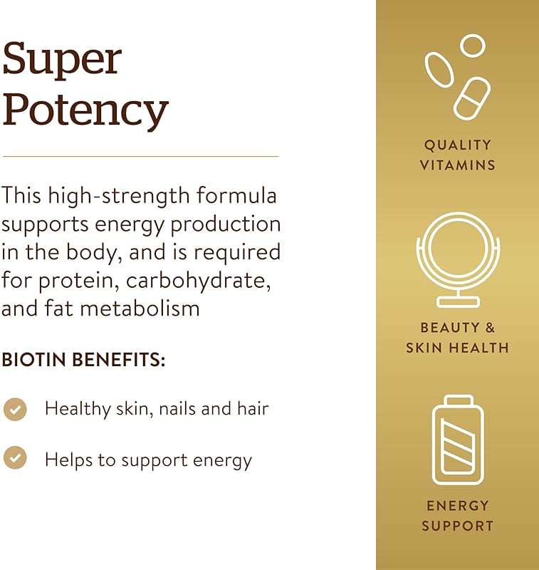 Solgar Biotin 5000 mcg - Promote Healthy Skin, Nails & Hair - Supports Energy Production, Protein, Carbohydrate & Fat Metabolism - Vitamin B - Non GMO, Vegan, Gluten Free - 100 Servings, Unflavored, Standard Packaging, 100 Count - Image 5